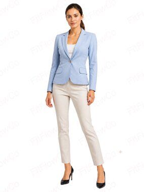 Theory Light Blue Pinstripe Blazer Women’s 0 Tailored One Button Jacket
